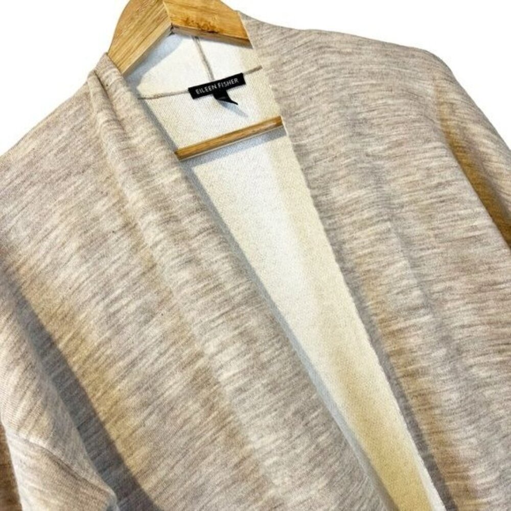 Eileen Fisher Double Knit Tan Kimono Merino Wool Cashmere Blend Cardigan Sweater - Picture 6 of 6